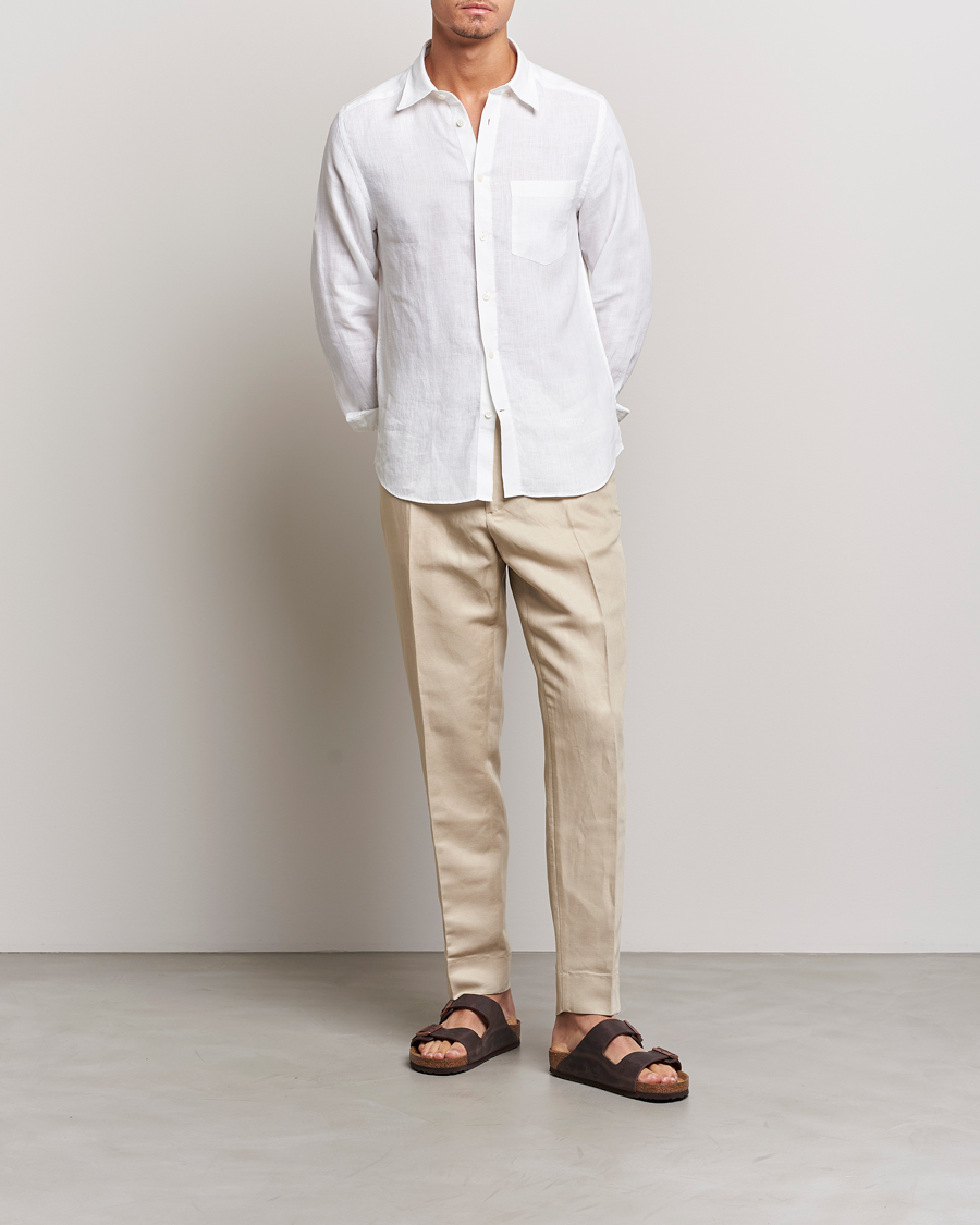 Homme | Pantalons | J.Lindeberg | Baron Tencel/Linen Trousers Safari Beige