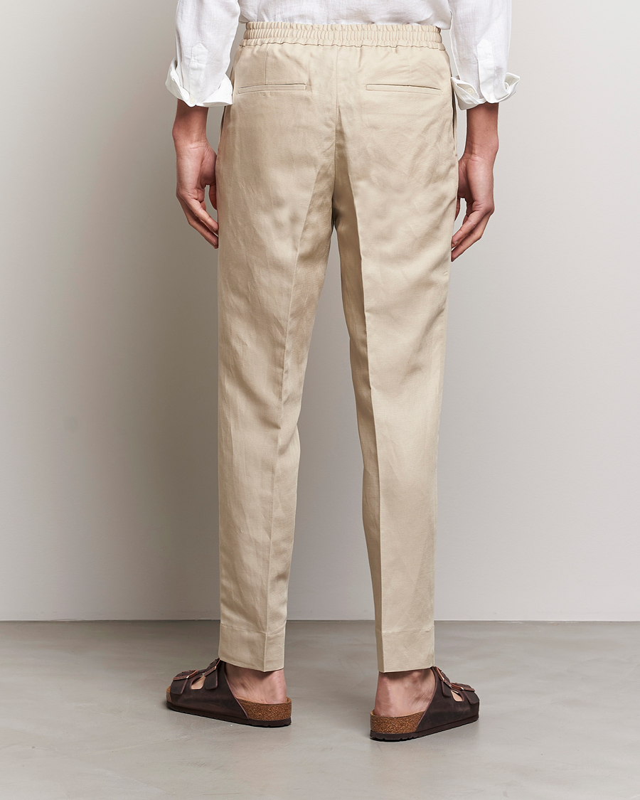Homme | Pantalons | J.Lindeberg | Baron Tencel/Linen Trousers Safari Beige