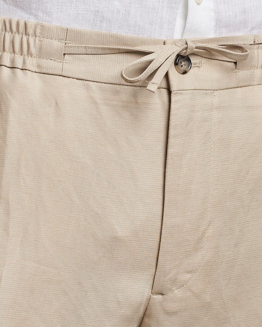 Homme | Pantalons | J.Lindeberg | Baron Tencel/Linen Trousers Safari Beige