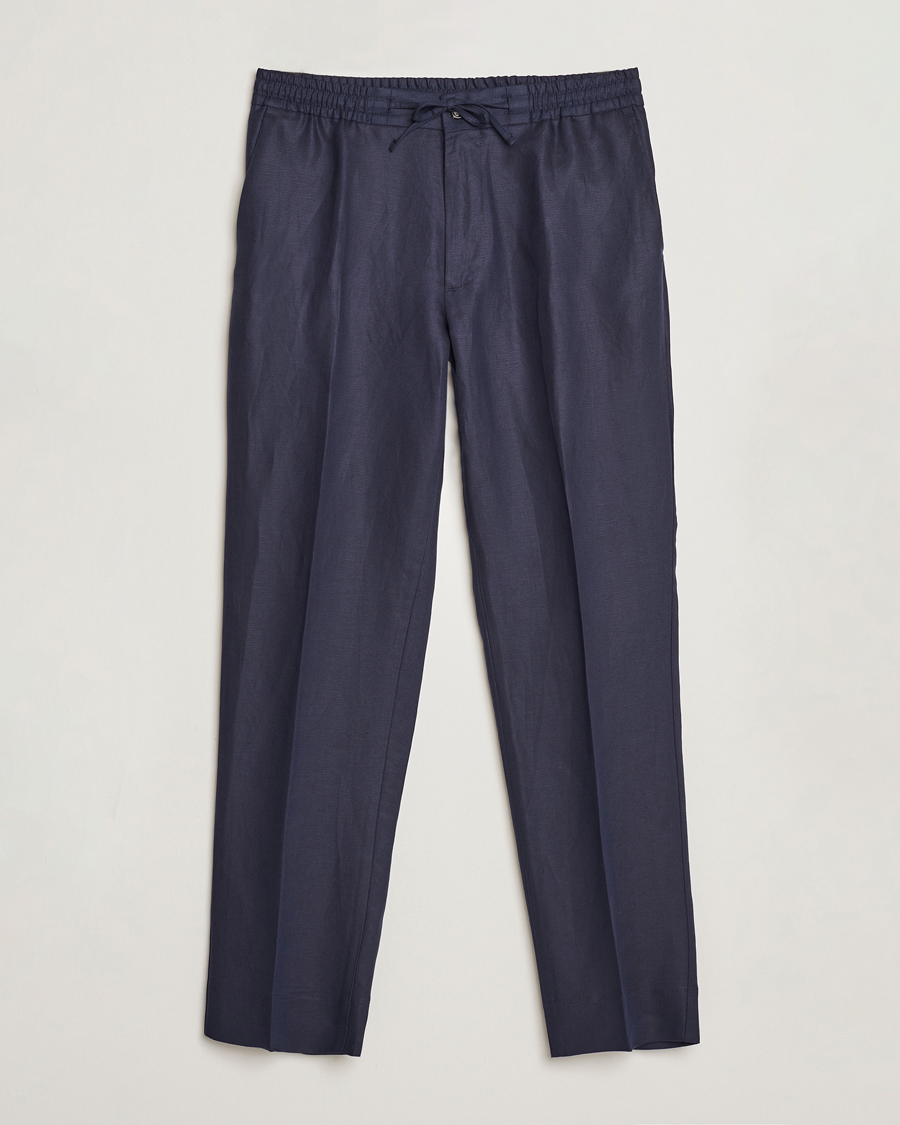 Homme | Pantalons | J.Lindeberg | Baron Tencel/Linen Trousers Navy