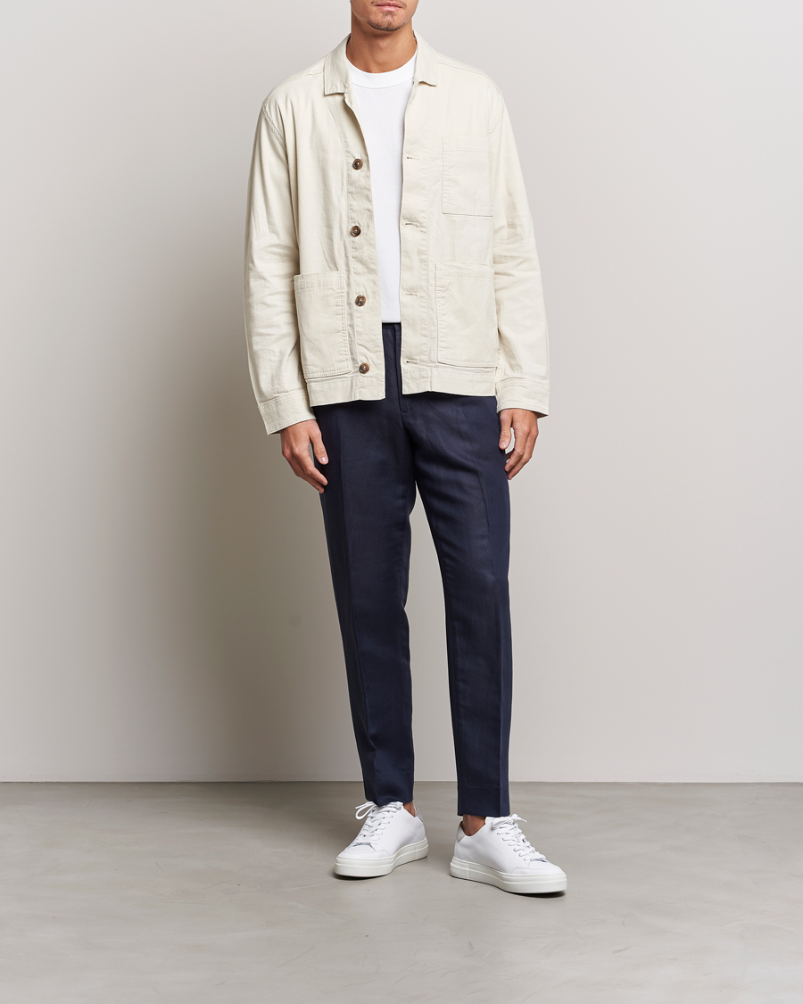 Homme | Pantalons | J.Lindeberg | Baron Tencel/Linen Trousers Navy