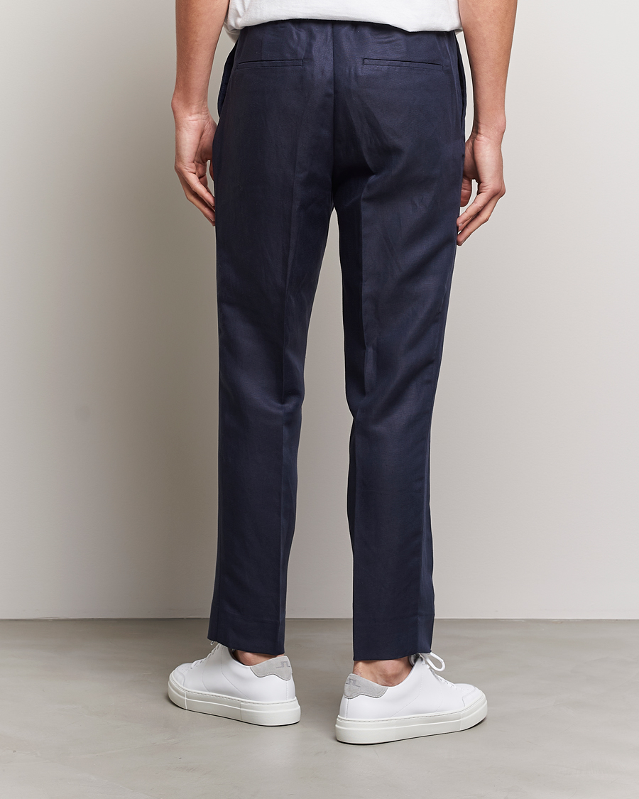 Homme | Pantalons | J.Lindeberg | Baron Tencel/Linen Trousers Navy