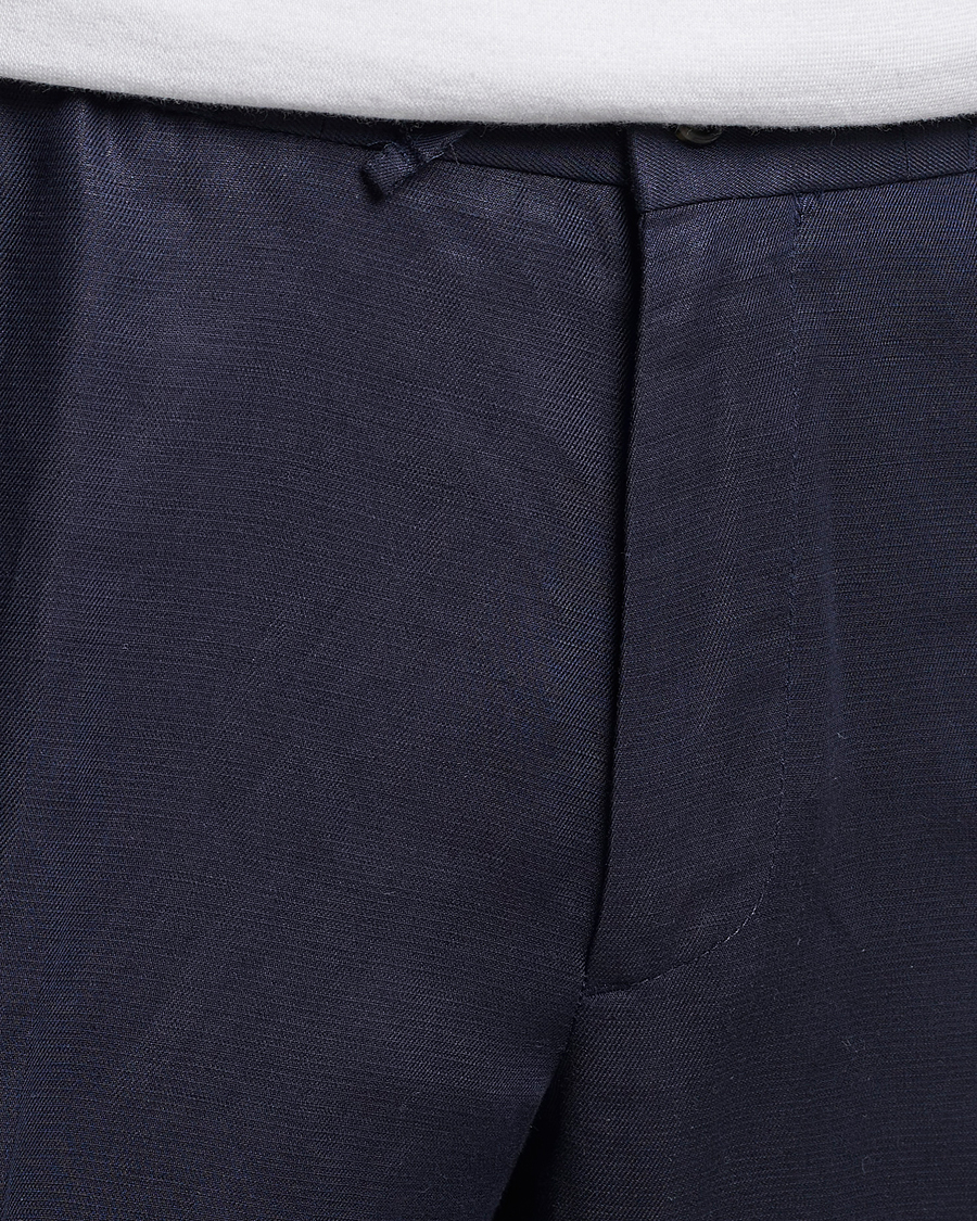 Homme | Pantalons | J.Lindeberg | Baron Tencel/Linen Trousers Navy