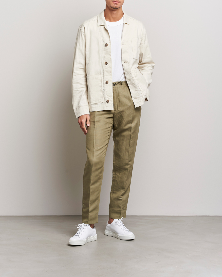 Homme | Pantalons | J.Lindeberg | Baron Tencel/Linen Trousers Aloe