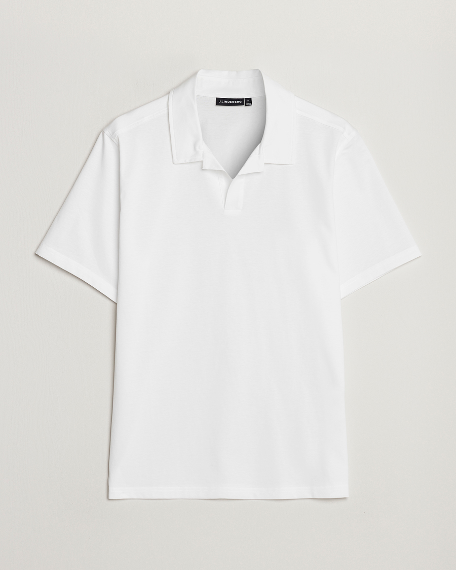 Homme | Polos | J.Lindeberg | Asher Open Collar Polo Shirt White