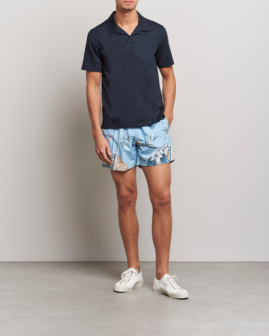 Homme | Polos | J.Lindeberg | Asher Open Collar Polo Shirt Navy