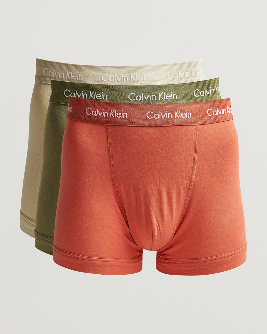 Homme | Sous-Vêtements Et Chaussettes | Calvin Klein | Cotton Stretch 3-Pack Trunk Beige/Red/Green
