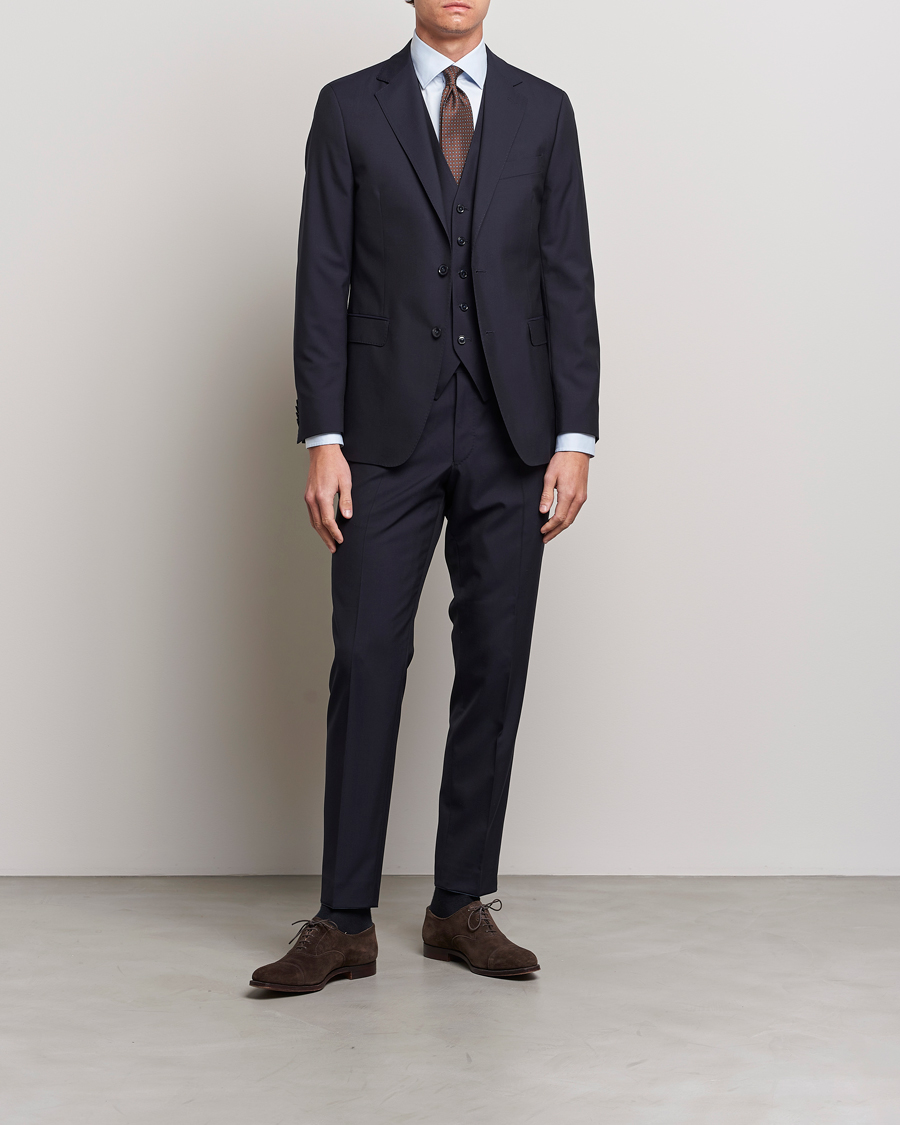 Homme | Blazers | Oscar Jacobson | Carlo Wool Waistcoat Navy