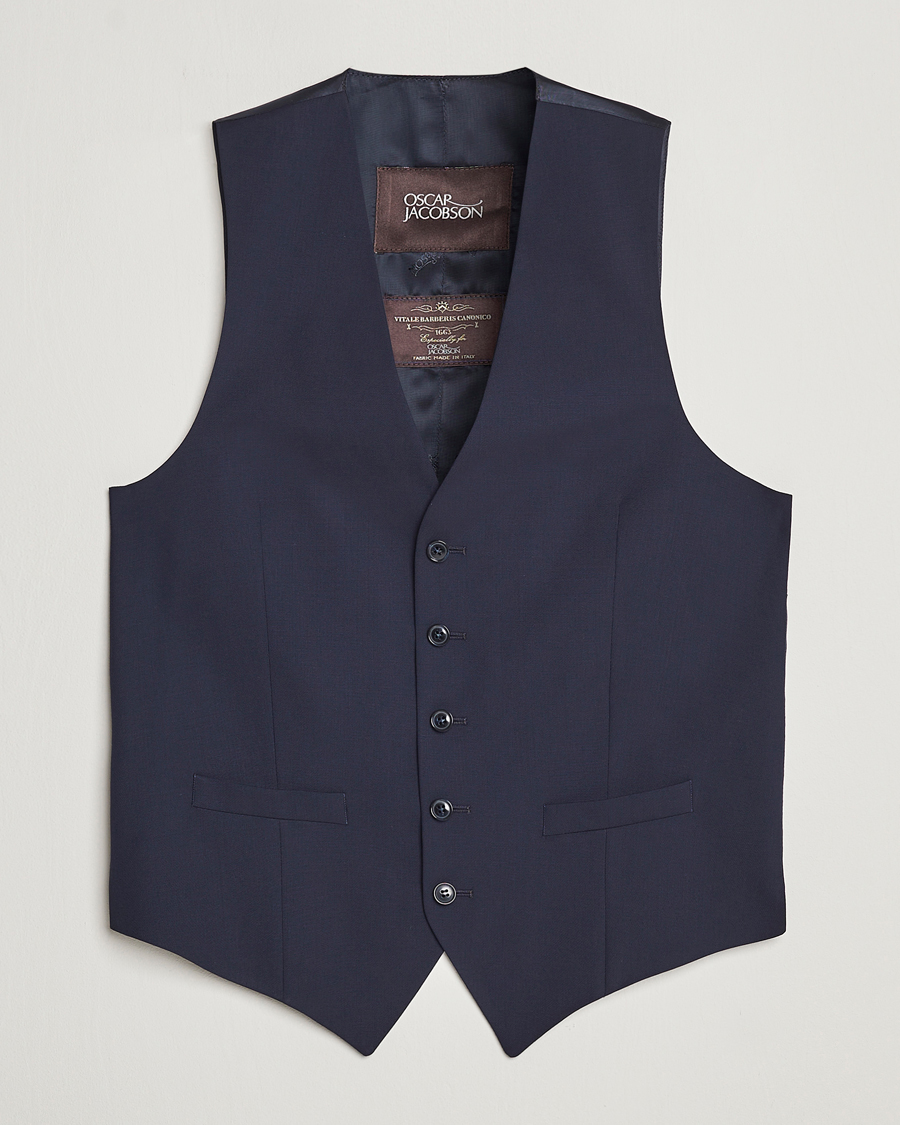 Homme | Blazers | Oscar Jacobson | Carlo Wool Waistcoat Blue