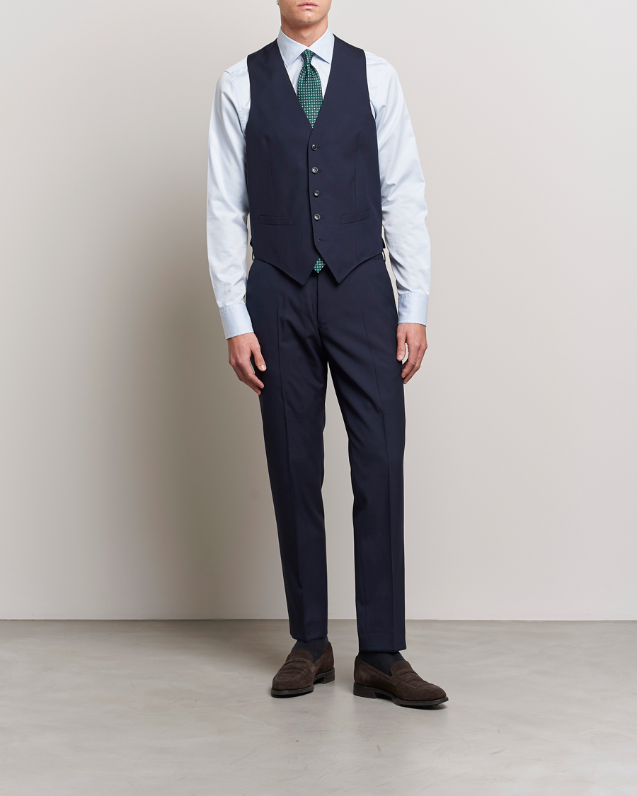 Homme | Blazers | Oscar Jacobson | Carlo Wool Waistcoat Blue