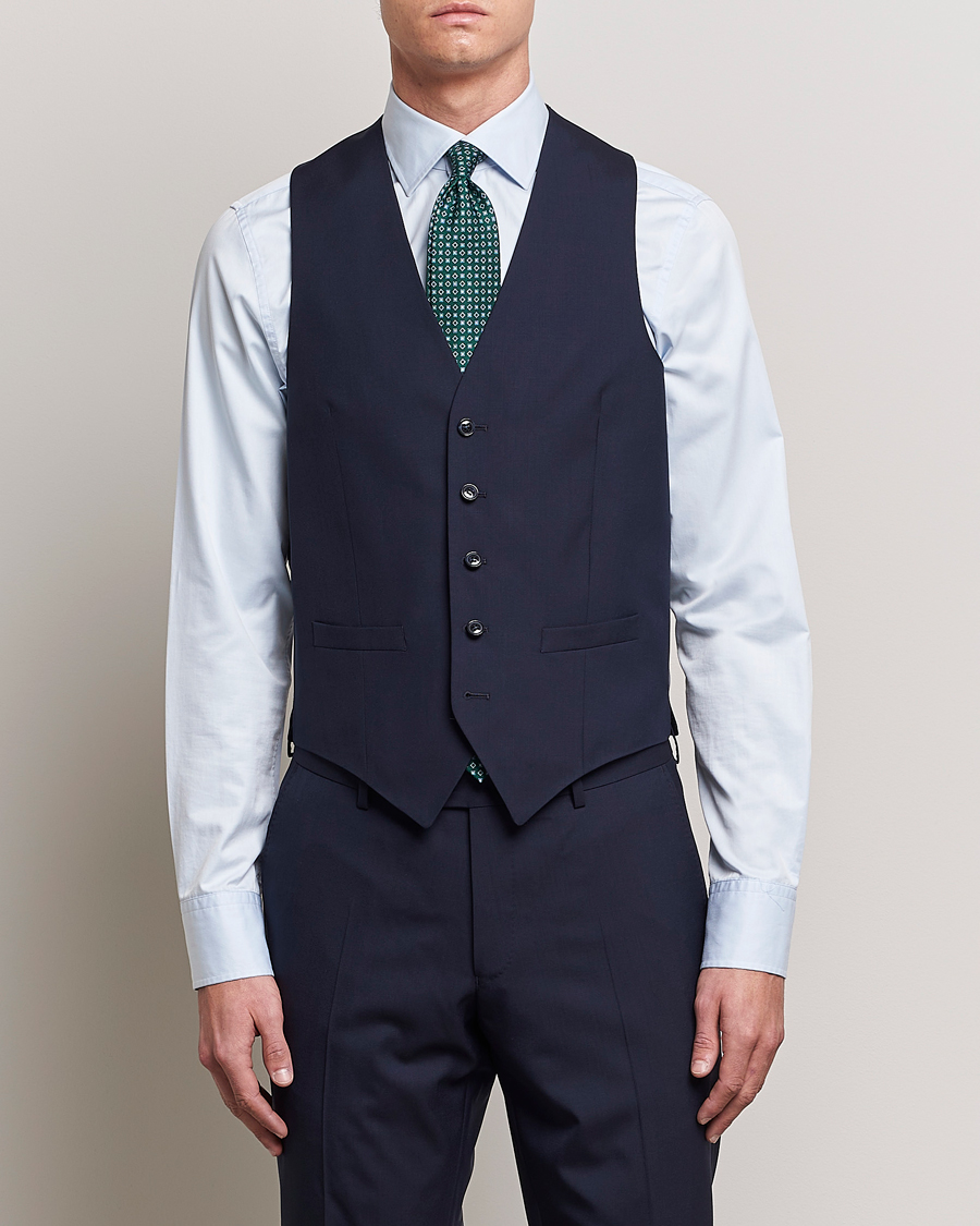 Homme | Blazers | Oscar Jacobson | Carlo Wool Waistcoat Blue