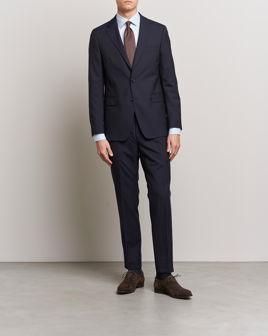 Homme | Pantalons | Oscar Jacobson | Denz Wool Trousers Navy