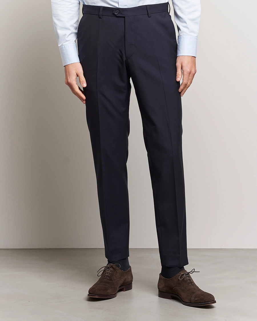 Homme | Business & Beyond | Oscar Jacobson | Denz Wool Trousers Navy
