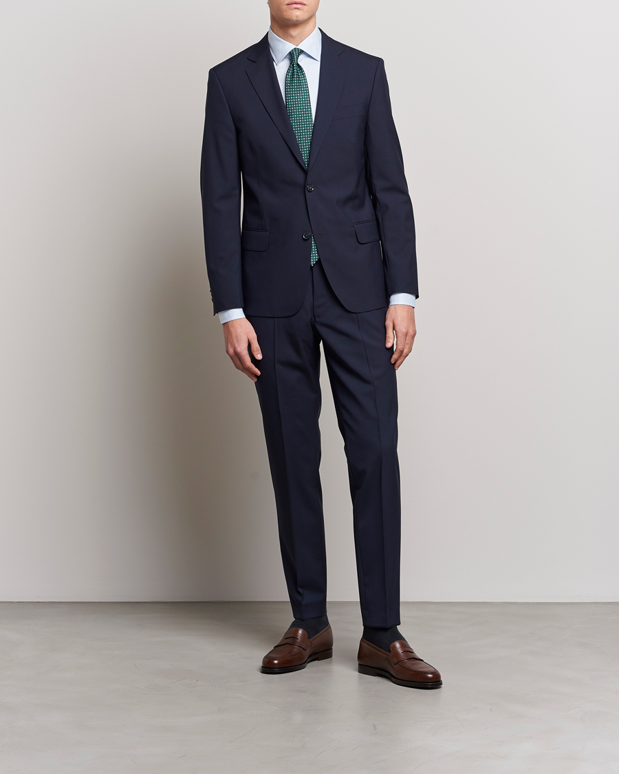 Homme | Pantalons | Oscar Jacobson | Denz Wool Trousers Blue