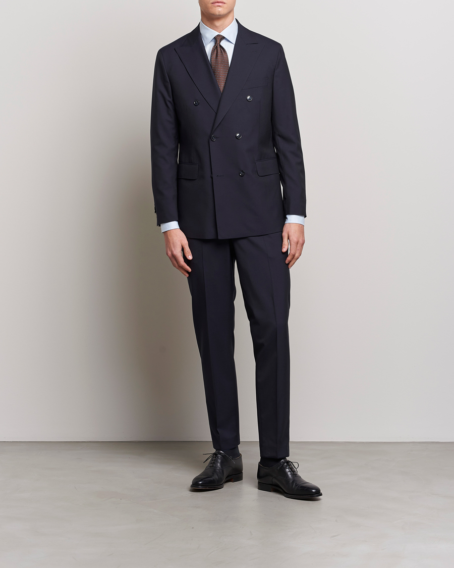 Homme | Pantalons | Oscar Jacobson | Diego Wool Trousers Navy