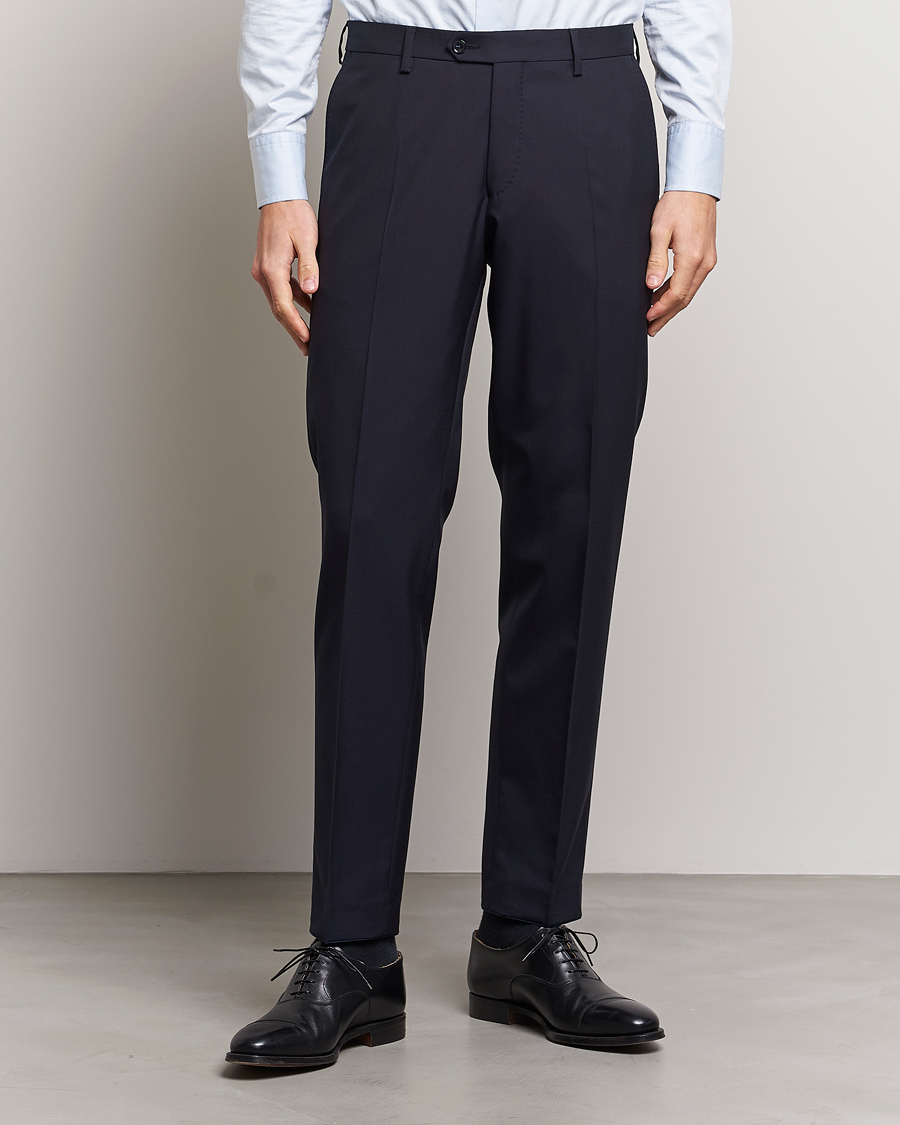Homme | Costume De Mariage | Oscar Jacobson | Diego Wool Trousers Navy