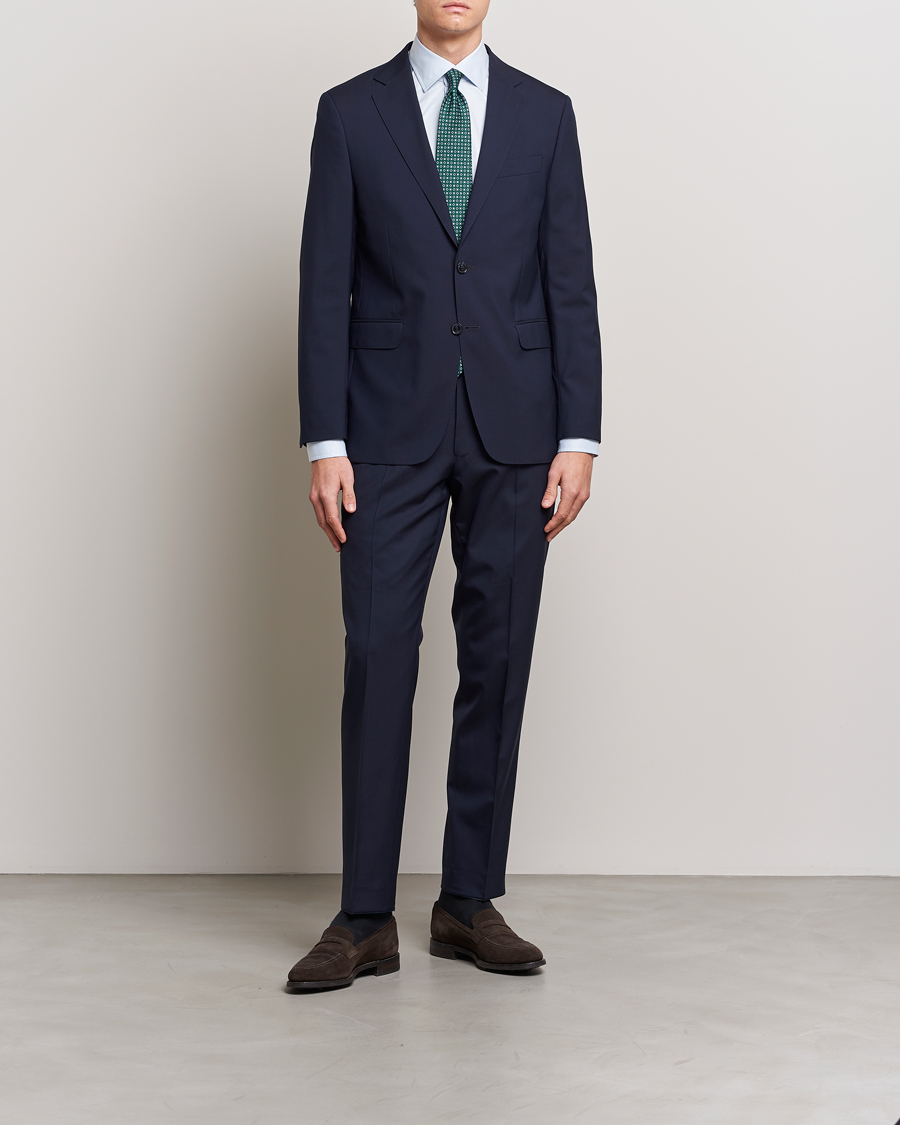 Homme | Pantalons | Oscar Jacobson | Diego Wool Trousers Blue