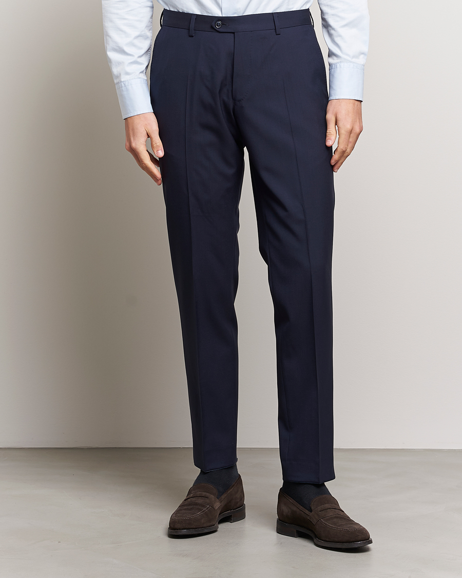 Homme | Costume De Mariage | Oscar Jacobson | Diego Wool Trousers Blue