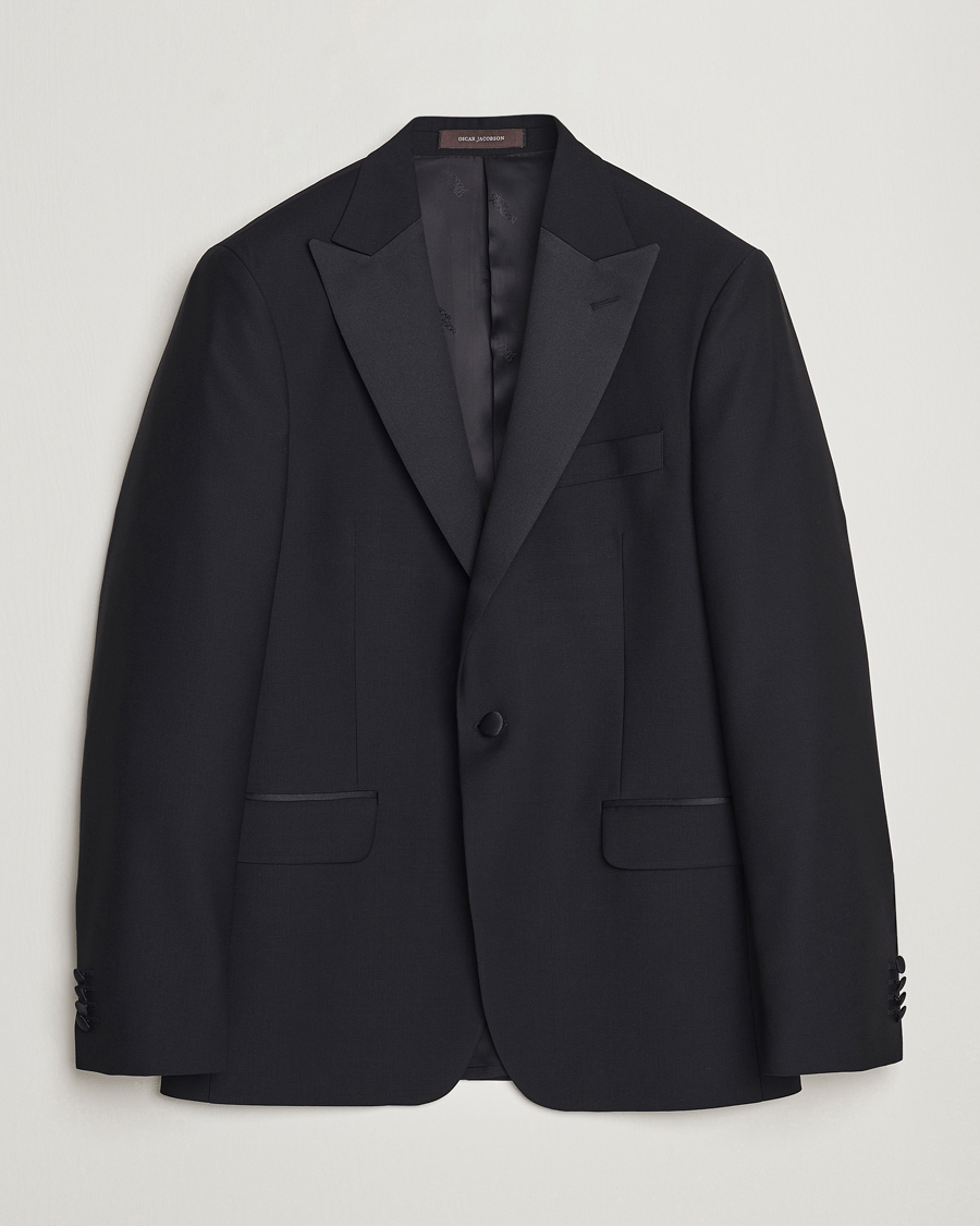 Homme | Blazers | Oscar Jacobson | Frampton Wool Tuxedo Blazer Black