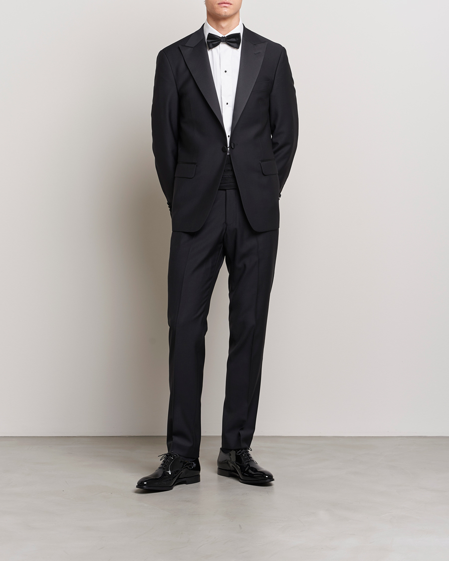 Homme | Blazers | Oscar Jacobson | Frampton Wool Tuxedo Blazer Black