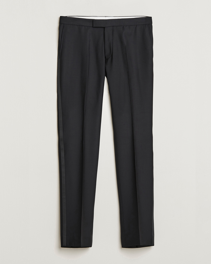 Homme | Pantalons | Oscar Jacobson | Devon Wool Tuxedo Trousers Black