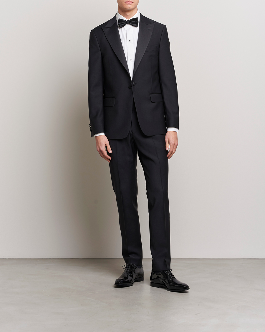 Homme | Pantalons | Oscar Jacobson | Devon Wool Tuxedo Trousers Black
