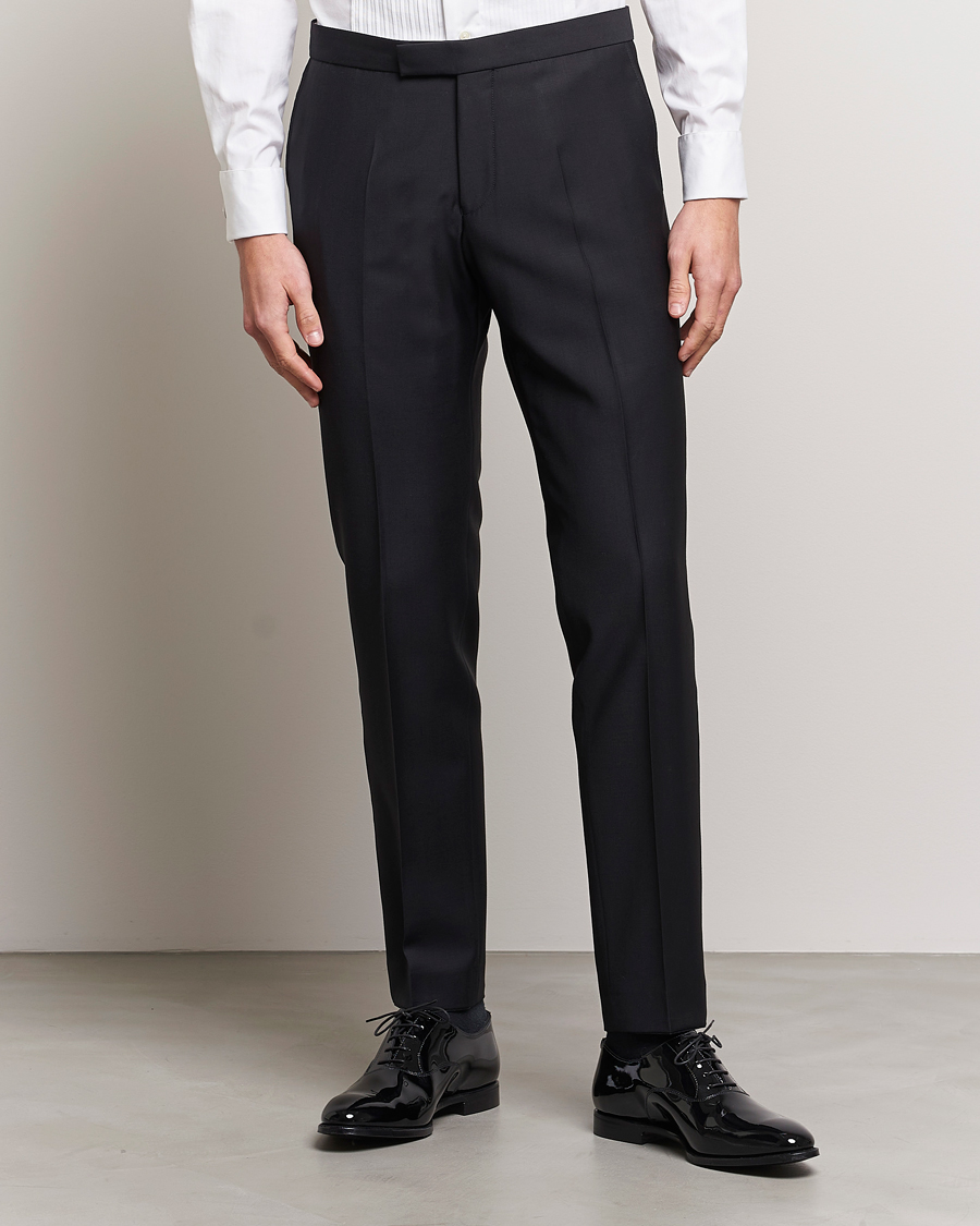 Homme | Pantalons | Oscar Jacobson | Devon Wool Tuxedo Trousers Black