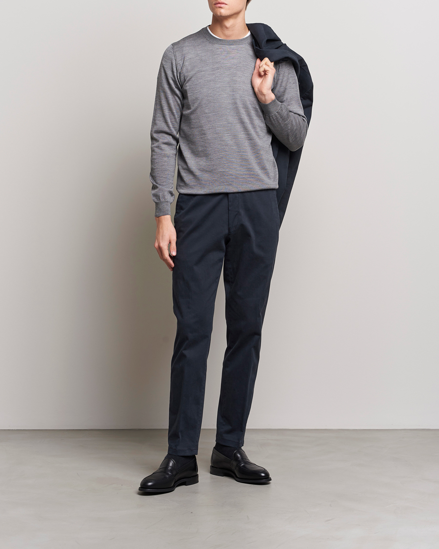 Homme | Pulls Et Tricots | Oscar Jacobson | Custer Merino Wool Roundneck Grey