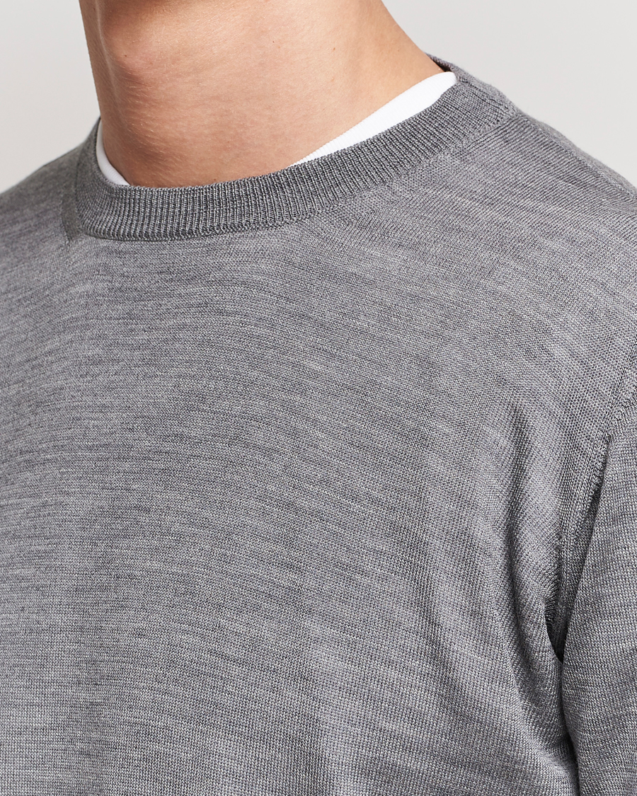 Homme | Pulls Et Tricots | Oscar Jacobson | Custer Merino Wool Roundneck Grey