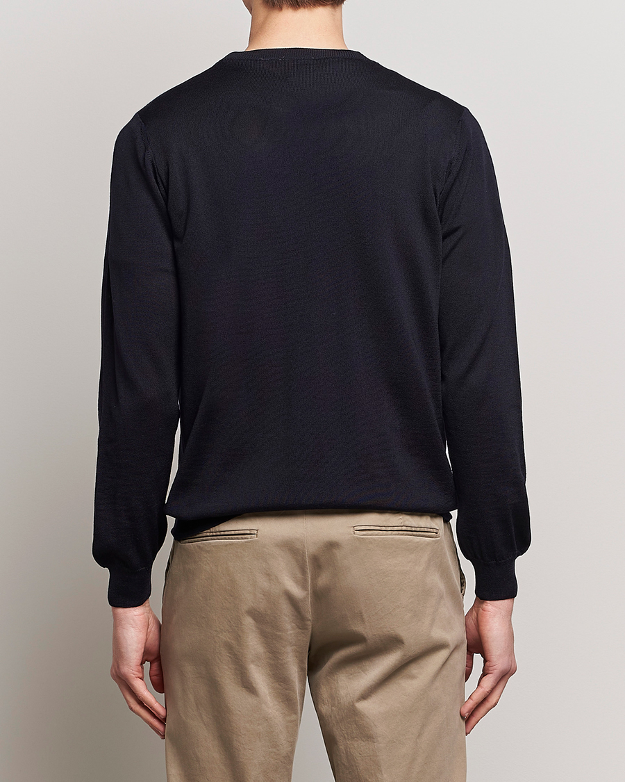 Homme | Pulls Et Tricots | Oscar Jacobson | Custer Merino Wool Roundneck Navy