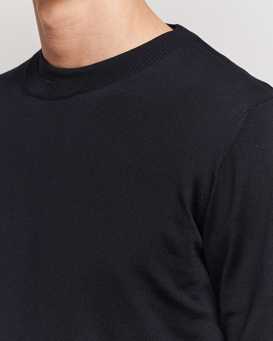 Homme | Pulls Et Tricots | Oscar Jacobson | Custer Merino Wool Roundneck Navy