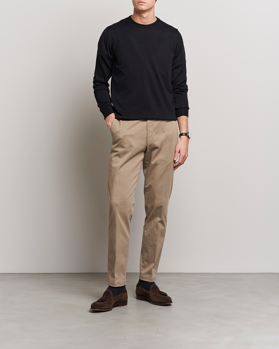 Homme | Pulls Et Tricots | Oscar Jacobson | Custer Merino Wool Roundneck Black
