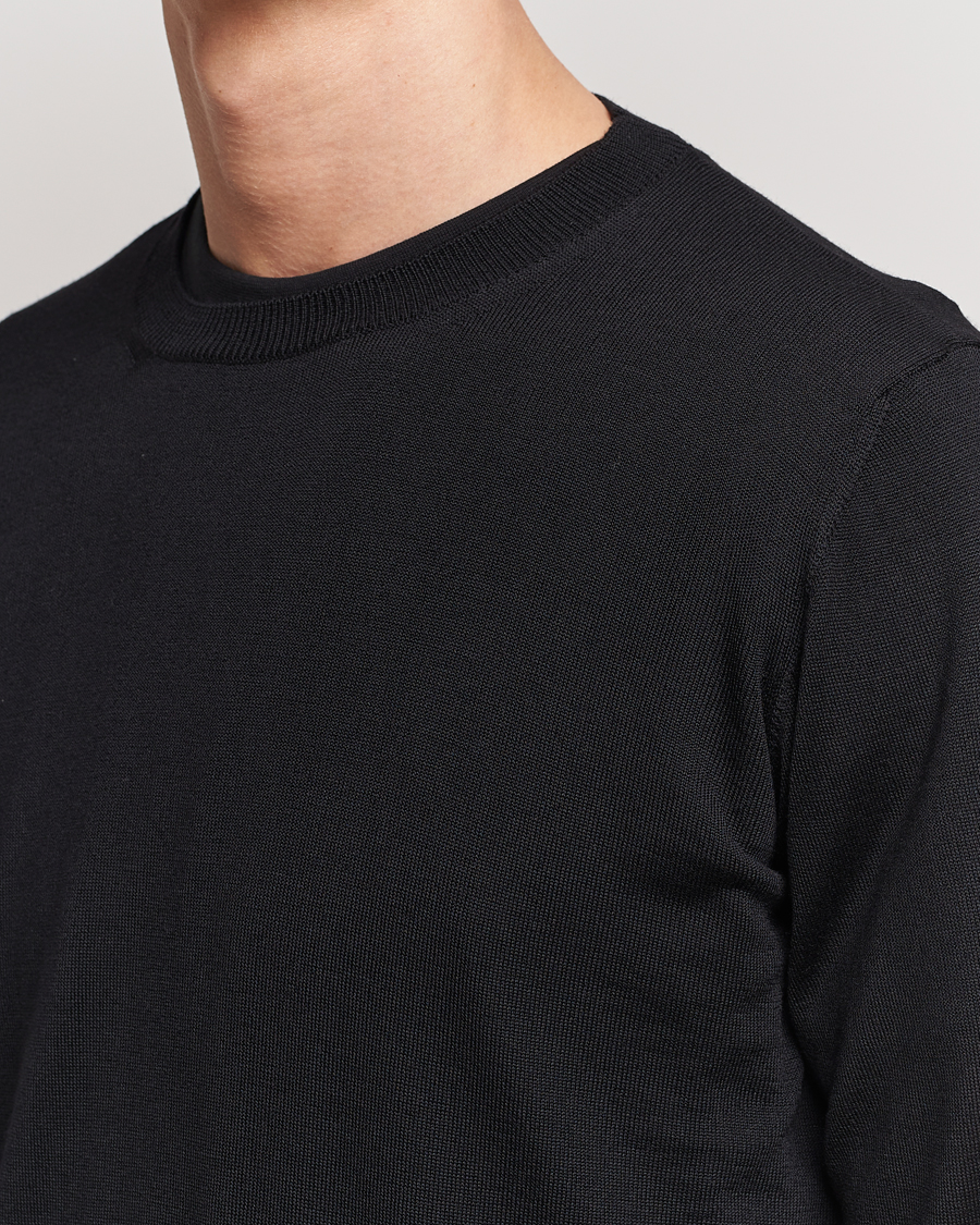 Homme | Pulls Et Tricots | Oscar Jacobson | Custer Merino Wool Roundneck Black
