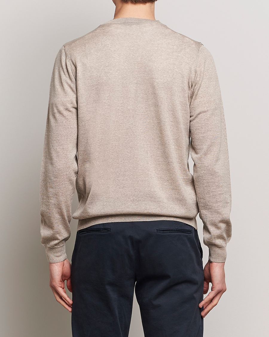 Homme | Pulls Et Tricots | Oscar Jacobson | Custer Merino Wool Roundneck Beige