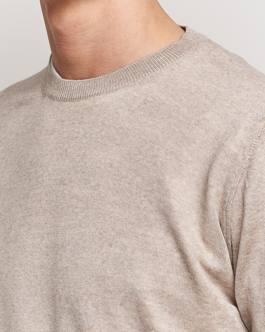 Homme | Pulls Et Tricots | Oscar Jacobson | Custer Merino Wool Roundneck Beige