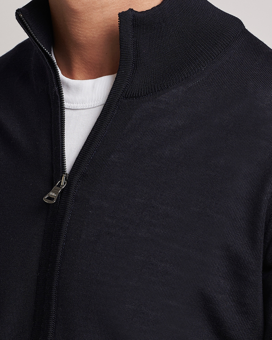 Homme | Pulls Et Tricots | Oscar Jacobson | Ariel Merino Wool Full-Zip Navy