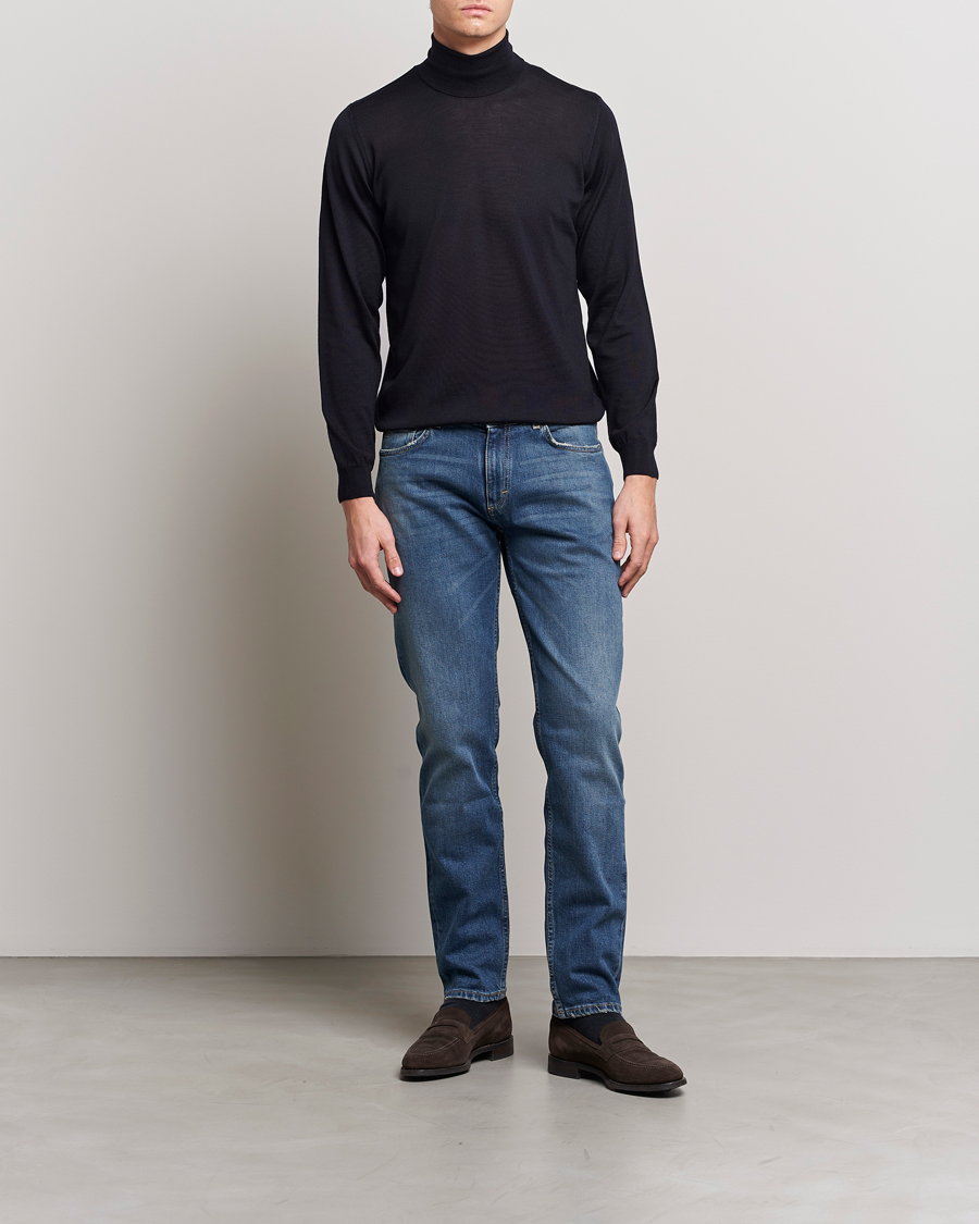 Homme | Pulls Et Tricots | Oscar Jacobson | Cole Merino Wool Rollneck Navy