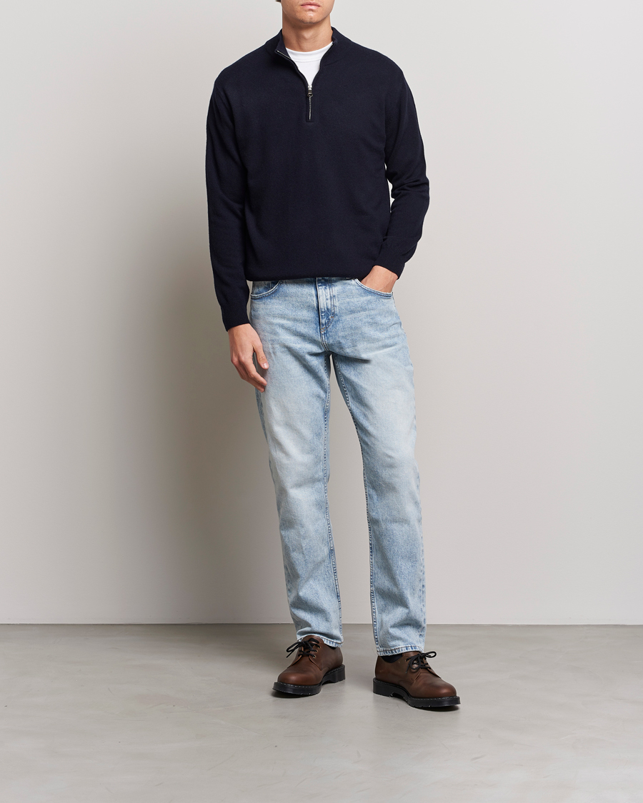 Homme | Pulls Et Tricots | Oscar Jacobson | Patton Wool Half-Zip Navy