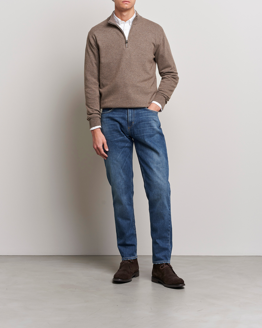 Homme | Pulls Et Tricots | Oscar Jacobson | Patton Wool Half-Zip Beige
