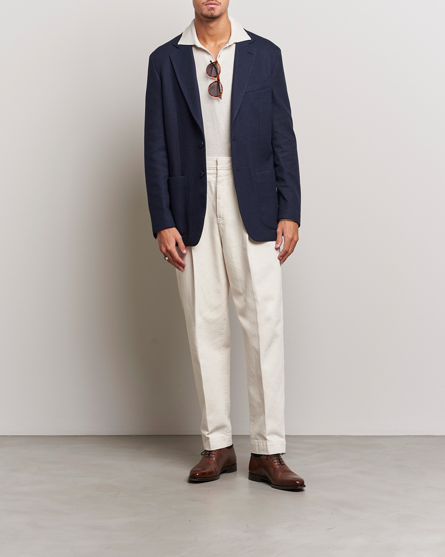 Homme | Blazers | Brioni | Wool/Silk Jacquard Jersey Blazer Navy