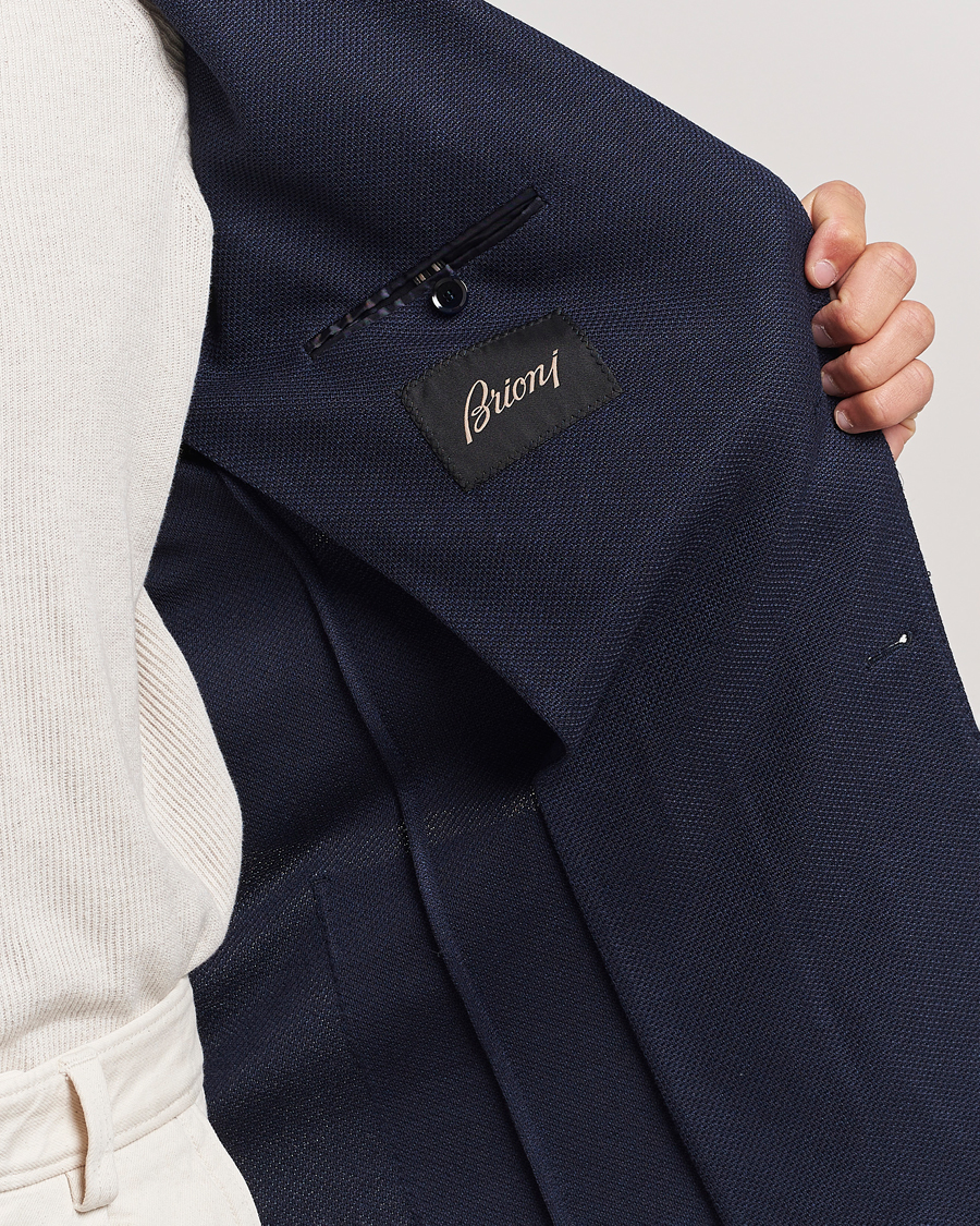Homme | Blazers | Brioni | Wool/Silk Jacquard Jersey Blazer Navy