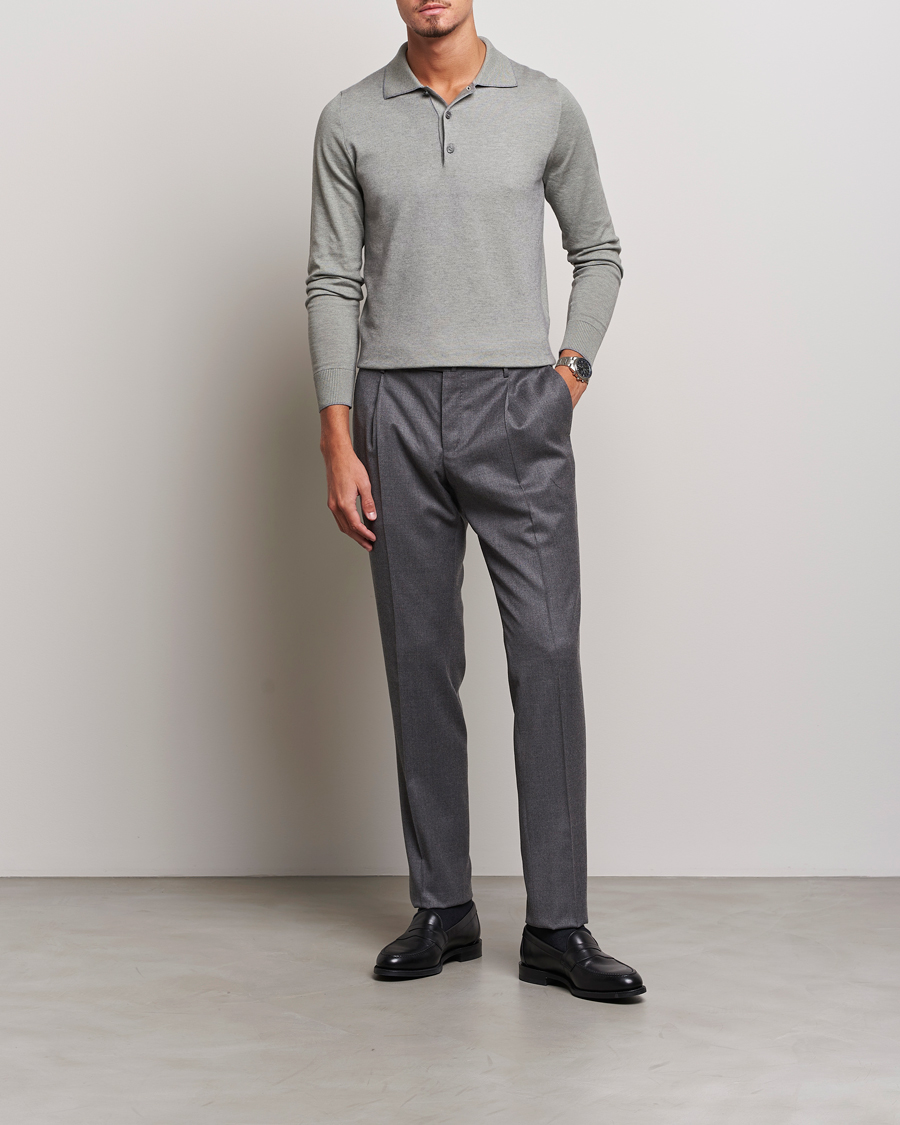 Homme | Pulls Et Tricots | Brioni | Cashmere Blend Long Sleeve Polo Sage