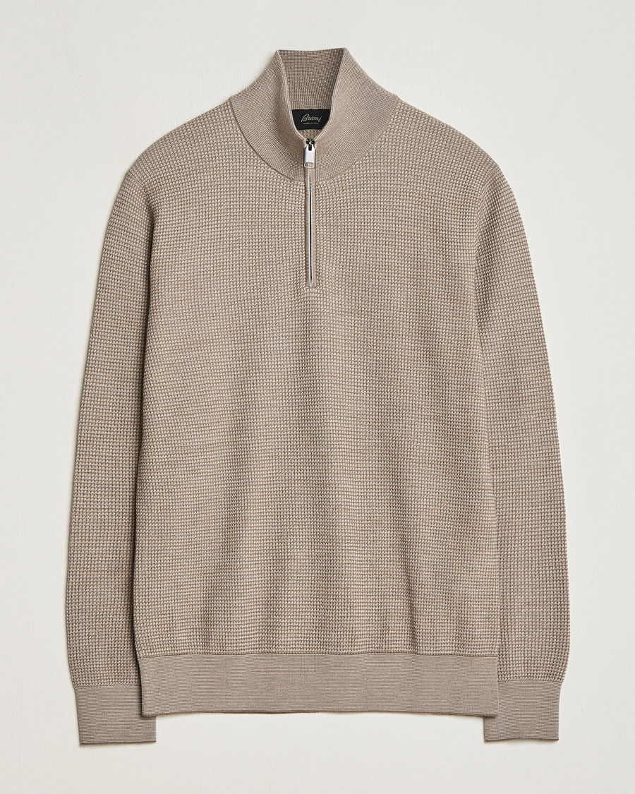 Homme | Pulls Et Tricots | Brioni | Soft Jacquard Half Zip Beige