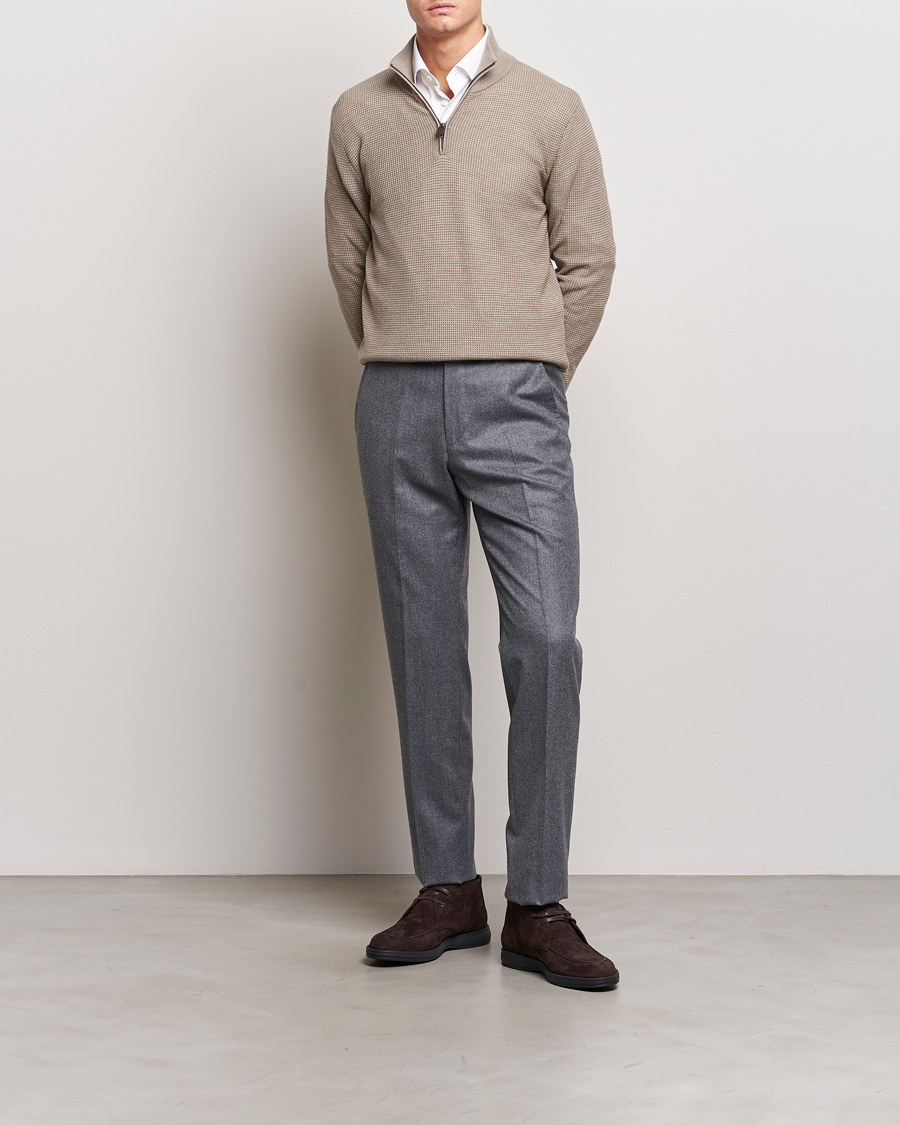 Homme | Pulls Et Tricots | Brioni | Soft Jacquard Half Zip Beige