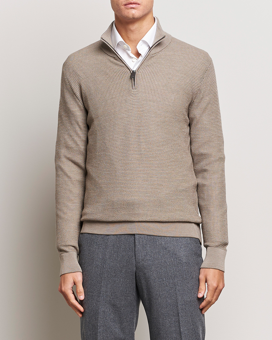 Homme | Pulls Et Tricots | Brioni | Soft Jacquard Half Zip Beige