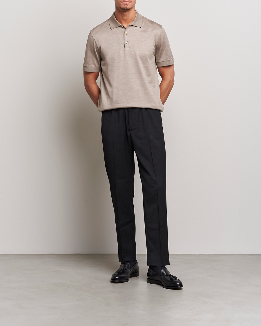 Homme | Polos | Brioni | Cotton/Silk Short Sleeve Polo Beige