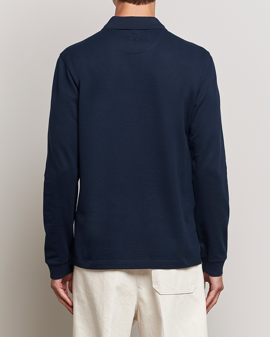 Homme | Pulls Et Tricots | Brioni | Cotton Piquet Long Sleeve Polo Navy