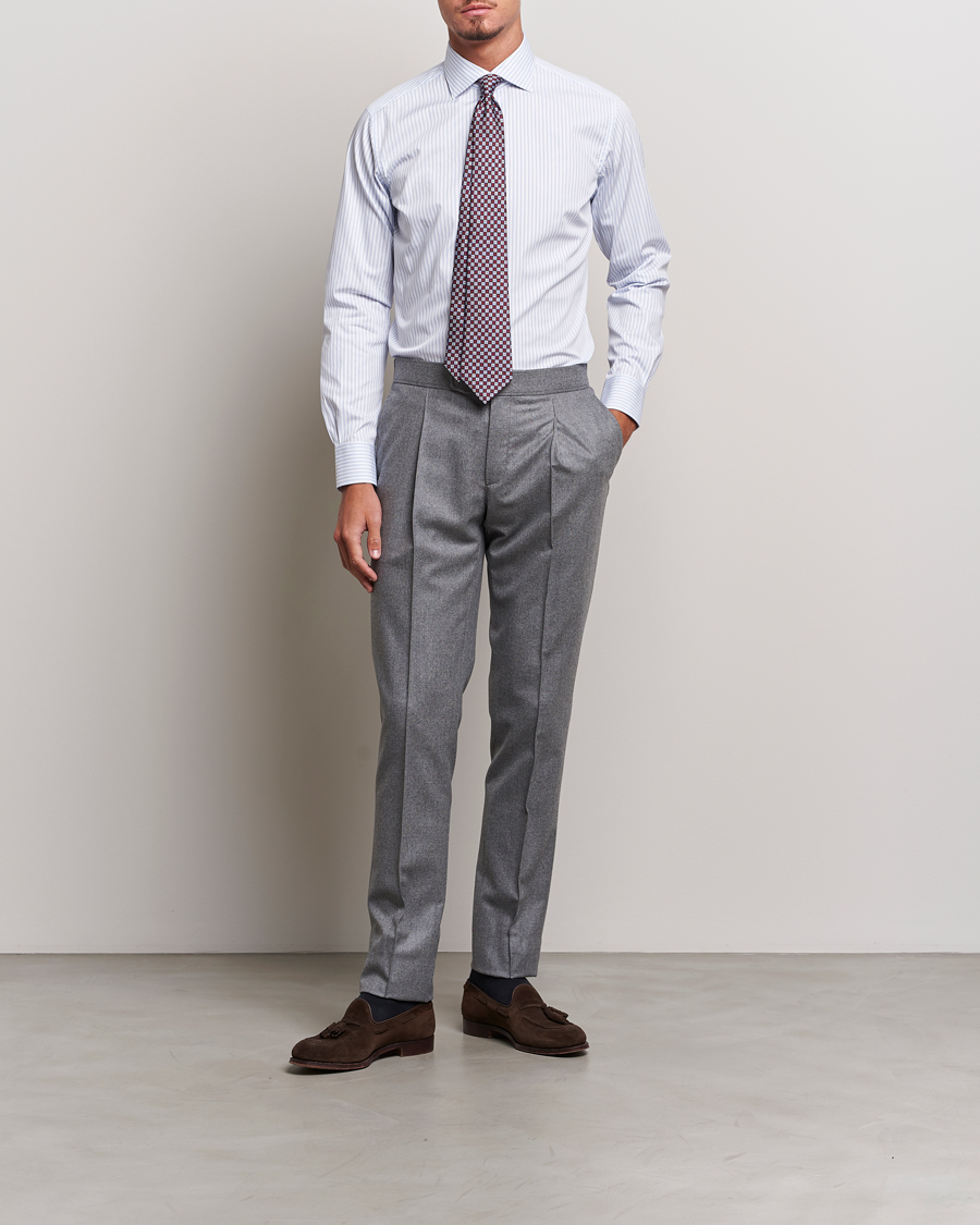 Homme | Chemises | Brioni | Slim Fit Striped Dress Shirt Light Blue