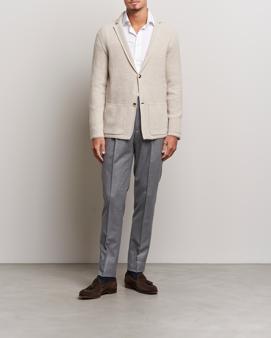 Homme | Pantalons | Brioni | Melbourne Drawstring Flannel Trousers Grey Melange