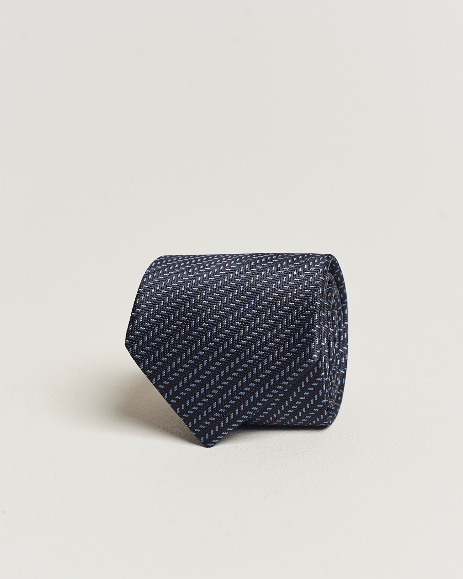 Homme | Brioni Zig Zag Jacuqard Silk Tie Navy | Brioni | Zig Zag Jacuqard Silk Tie Navy